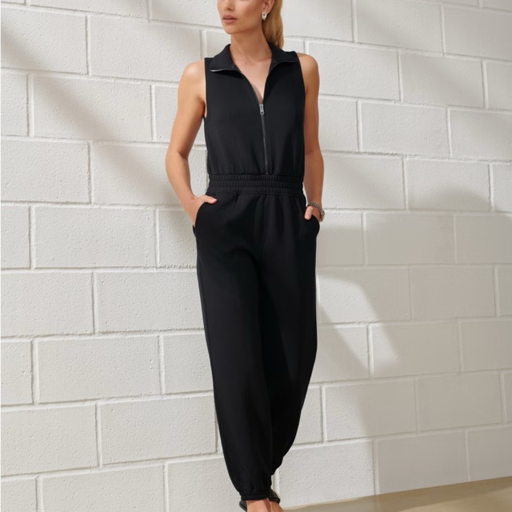 Abercrombie & Fitch YPB Neoknit Black Half Zip Sleeveless Jumpsuit Your Personal
